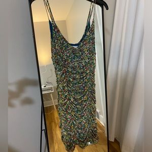 Ruched Floral Mini Dress